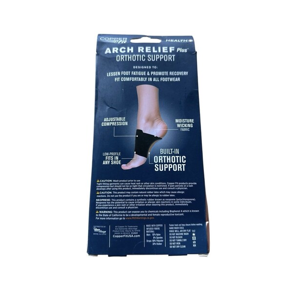 Copper Fit Health Arch Relief Plus Orthotic Support  Set of 2 Arch Wraps Black - Picture 2 of 4